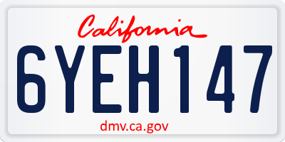 CA license plate 6YEH147