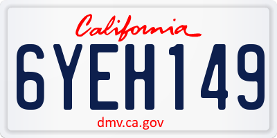 CA license plate 6YEH149