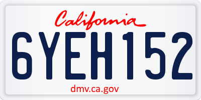 CA license plate 6YEH152