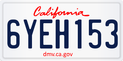 CA license plate 6YEH153