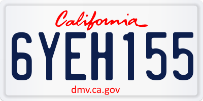 CA license plate 6YEH155