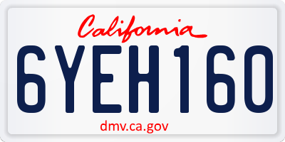 CA license plate 6YEH160