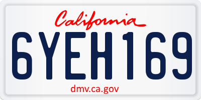 CA license plate 6YEH169