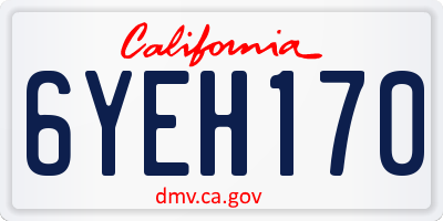 CA license plate 6YEH170