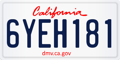 CA license plate 6YEH181