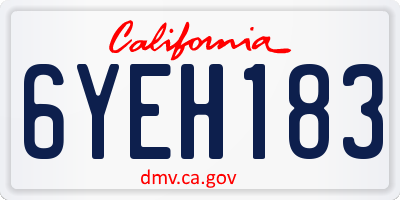 CA license plate 6YEH183
