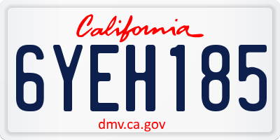 CA license plate 6YEH185