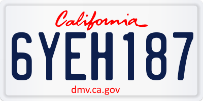 CA license plate 6YEH187