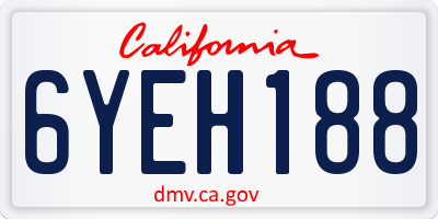CA license plate 6YEH188