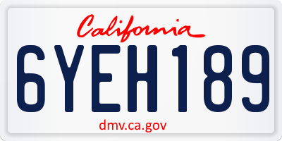 CA license plate 6YEH189