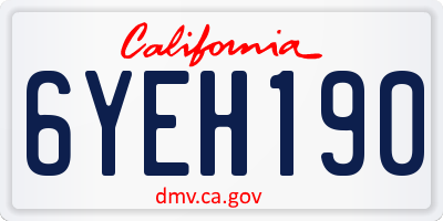 CA license plate 6YEH190