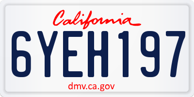 CA license plate 6YEH197
