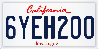 CA license plate 6YEH200
