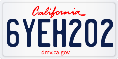 CA license plate 6YEH202