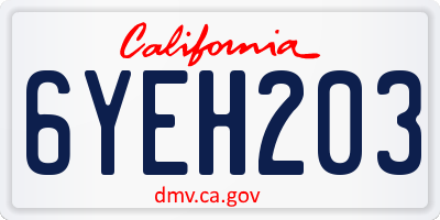 CA license plate 6YEH203