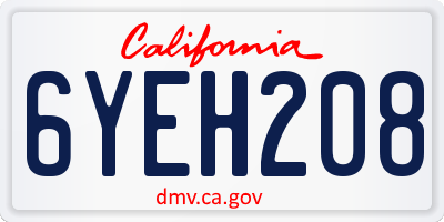 CA license plate 6YEH208
