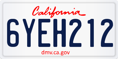 CA license plate 6YEH212