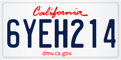 CA license plate 6YEH214