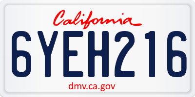 CA license plate 6YEH216