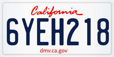 CA license plate 6YEH218
