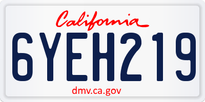 CA license plate 6YEH219