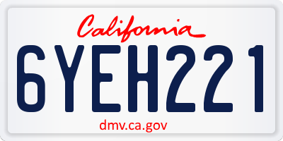 CA license plate 6YEH221