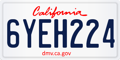 CA license plate 6YEH224