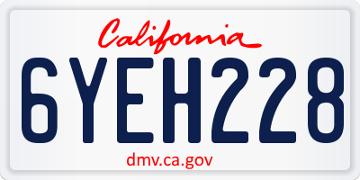 CA license plate 6YEH228