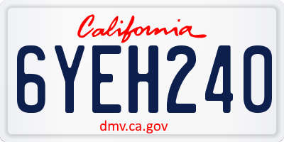 CA license plate 6YEH240