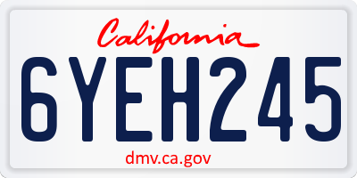 CA license plate 6YEH245