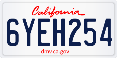 CA license plate 6YEH254