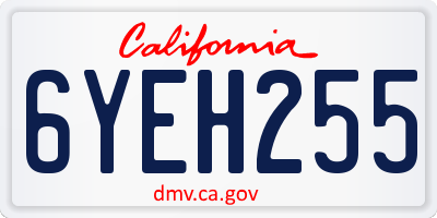 CA license plate 6YEH255