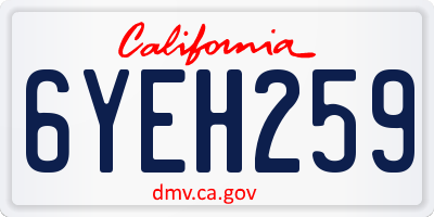 CA license plate 6YEH259