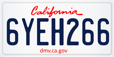 CA license plate 6YEH266
