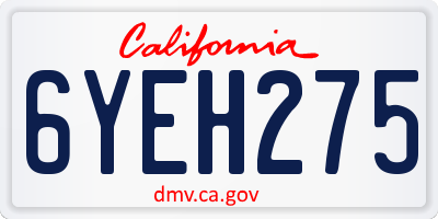 CA license plate 6YEH275