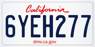 CA license plate 6YEH277