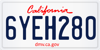 CA license plate 6YEH280