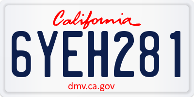 CA license plate 6YEH281