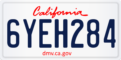 CA license plate 6YEH284