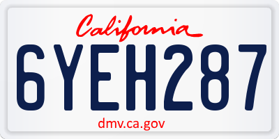 CA license plate 6YEH287