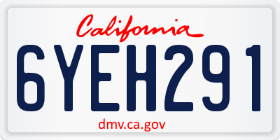 CA license plate 6YEH291