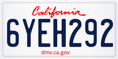 CA license plate 6YEH292