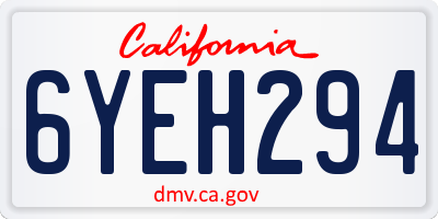 CA license plate 6YEH294