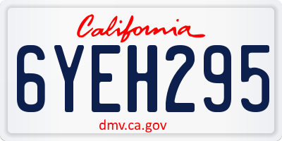 CA license plate 6YEH295