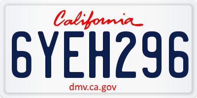 CA license plate 6YEH296