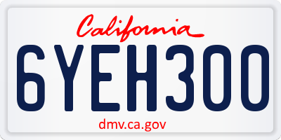 CA license plate 6YEH300