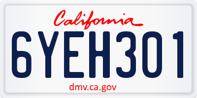 CA license plate 6YEH301