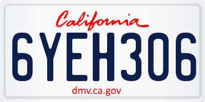 CA license plate 6YEH306