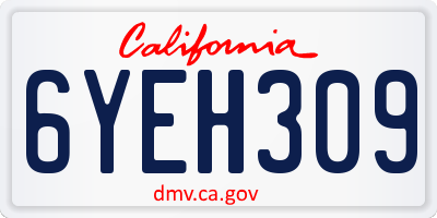 CA license plate 6YEH309