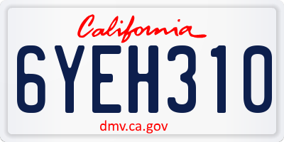 CA license plate 6YEH310